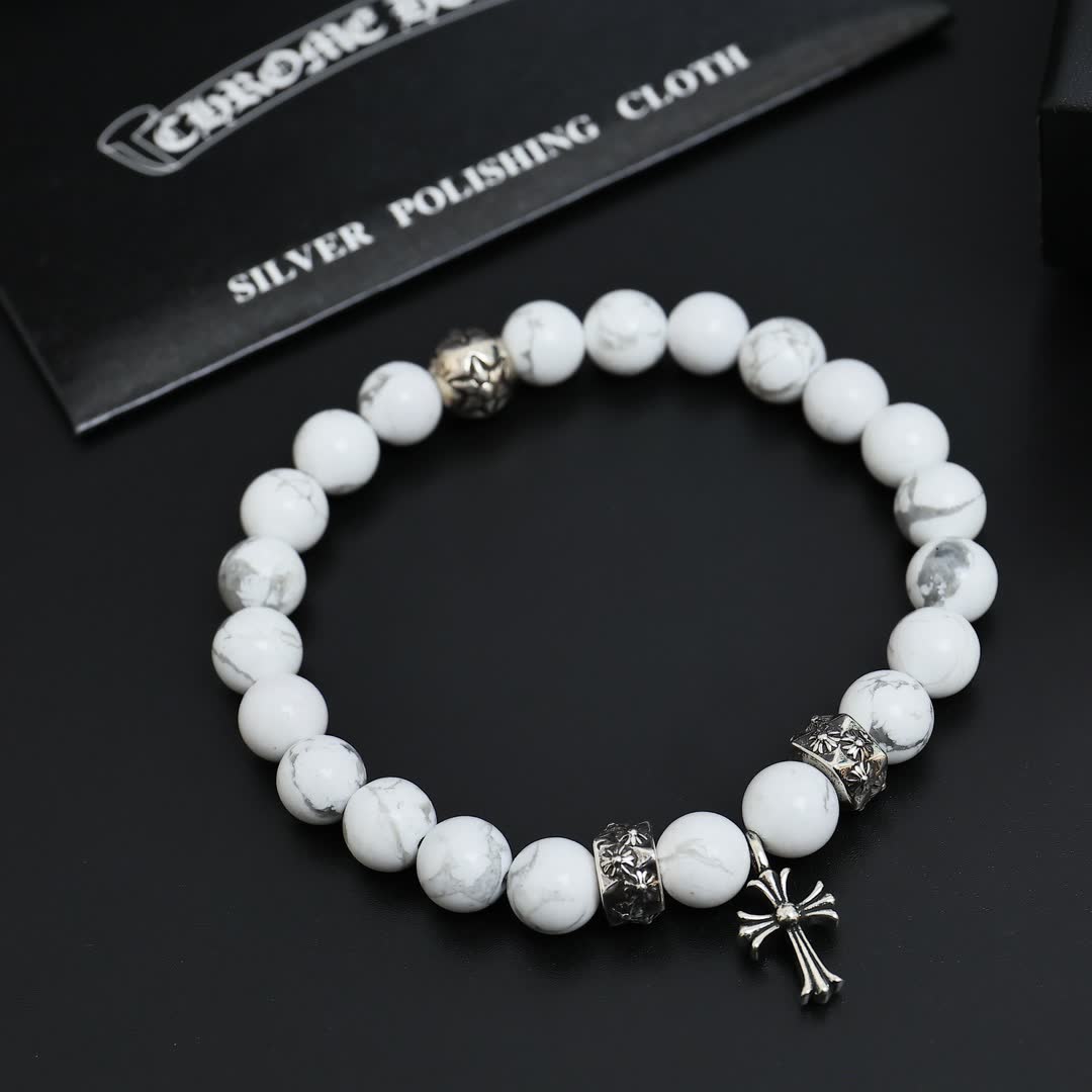 Chrome Hearts Beaded Bracelet with Cross Design